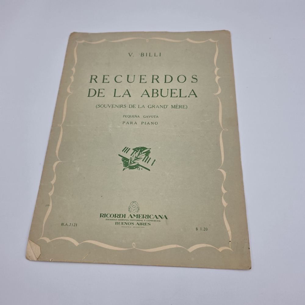 Recuerdos De La Abuela By‎ V. Billi Sheet Music For Piano